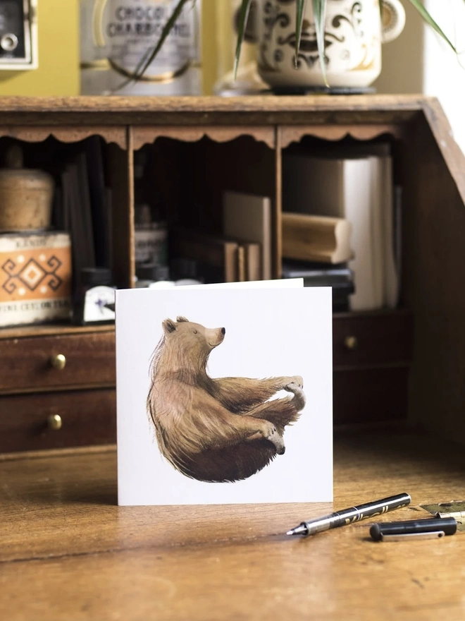 Yoga Bear Greetings Card