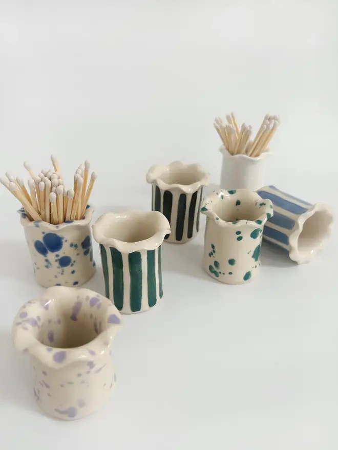 speckled ceramic matchstick holder