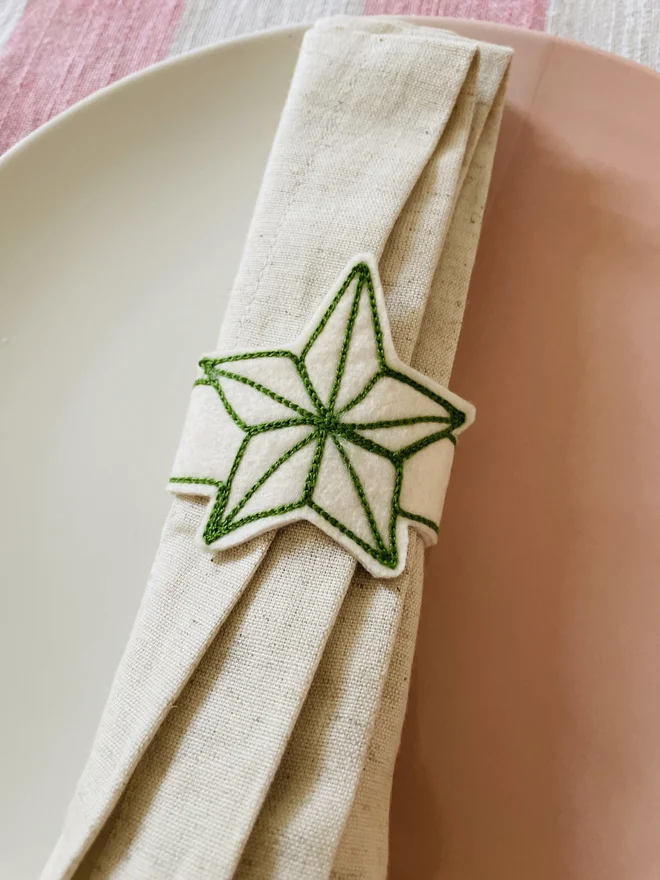 embroidered star napkin ring