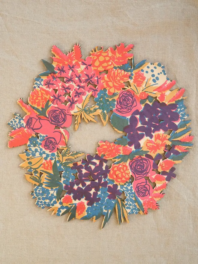 floral wooden wreath