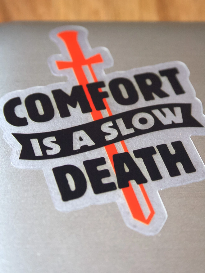 Close-up of sticker on a laptop