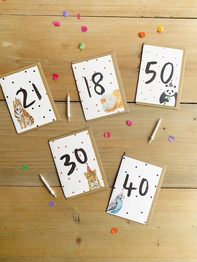 A Selection of Age Milestone Greeting Cards 