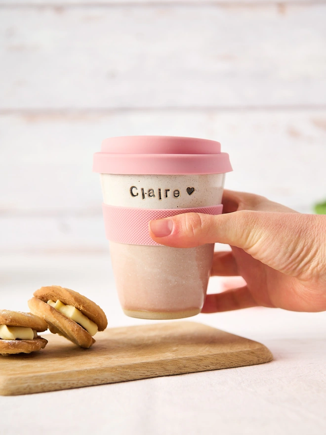 personalised name ceramic travel mug