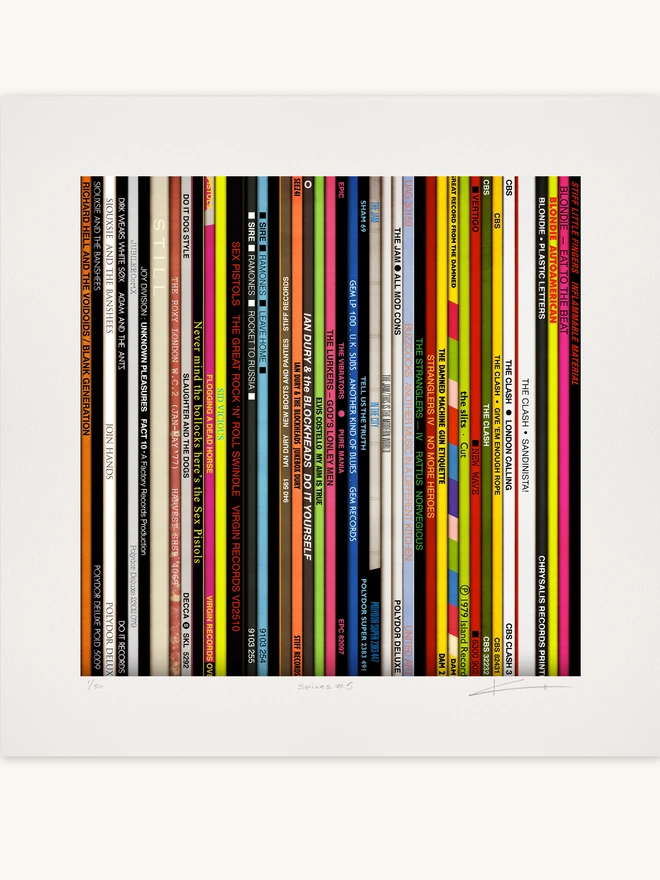 Fine Art print of vinyl records Punk album spines