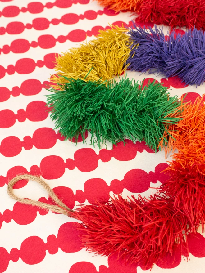 Handmade paper tinsel rainbow garland