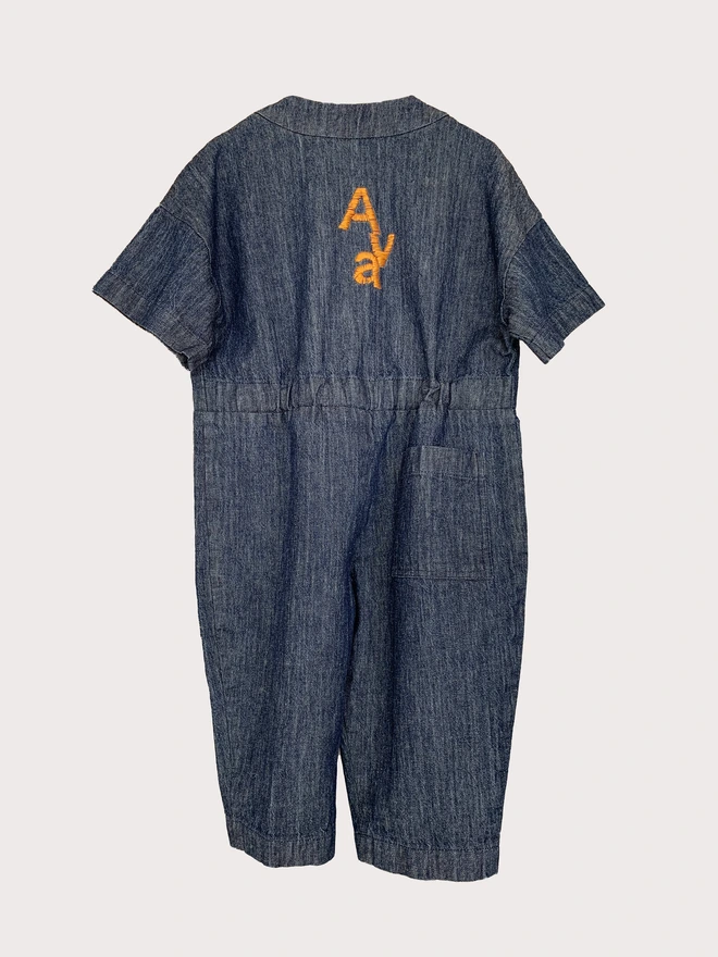 toddler baby kids overalls boilersuit all-in-one personalised denim onesie