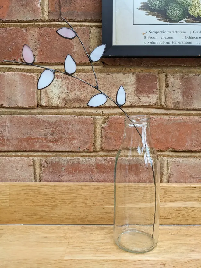 Stained Glass Pink Pussy Willow On Wire Stem