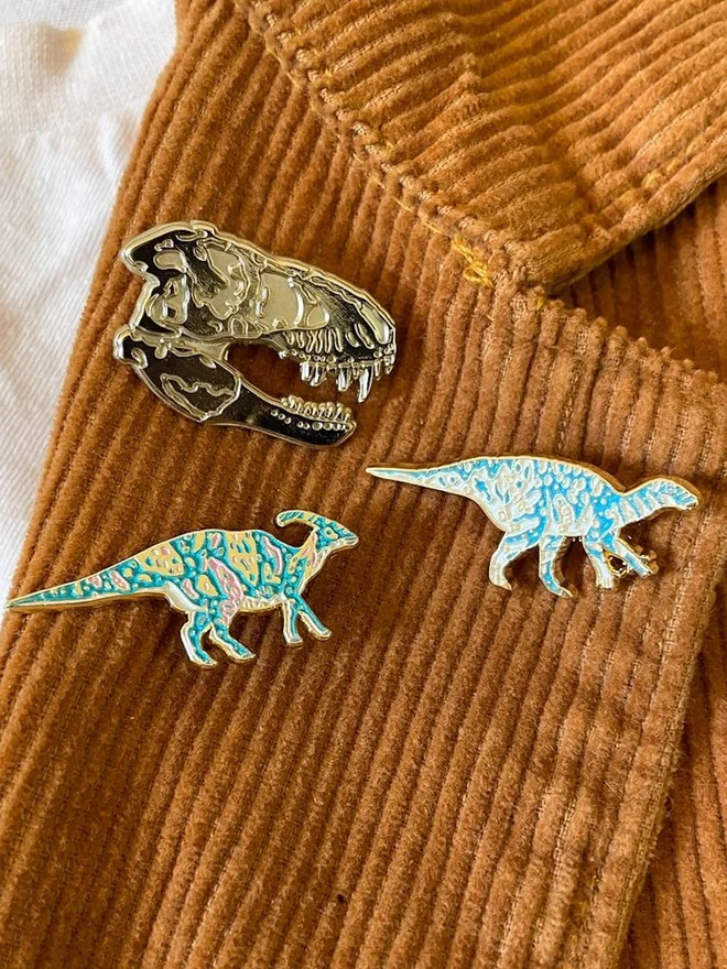 Parasaurolophus Dinosaur Enamel Pin Badge