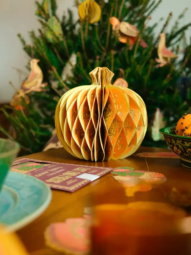 Pumpkin Honeycomb Ornament (Set Of 6)