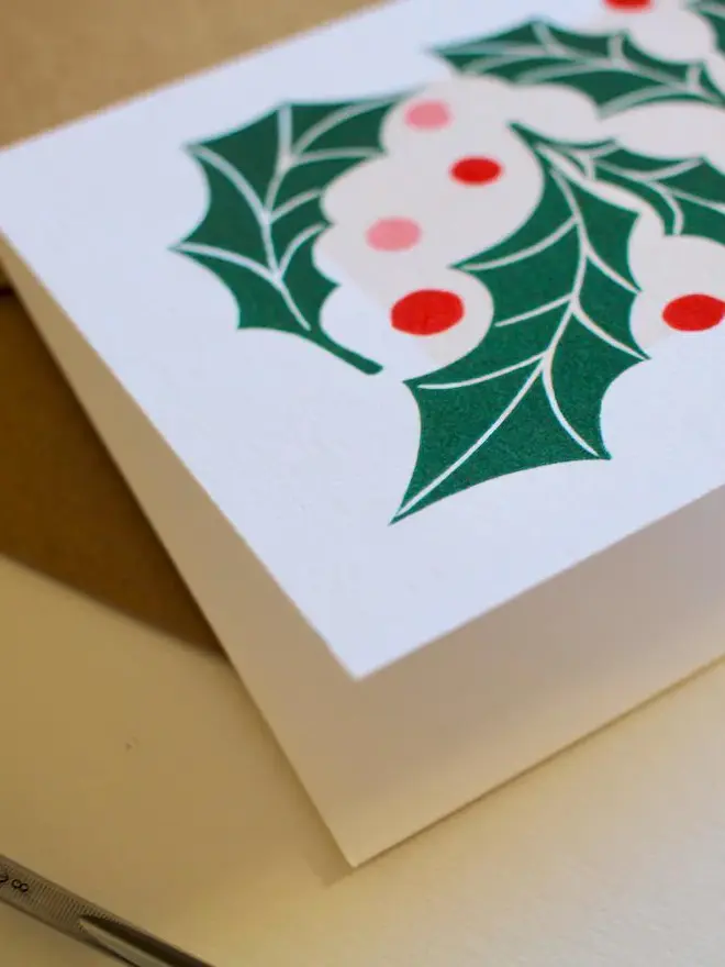 holly leaves christmas card