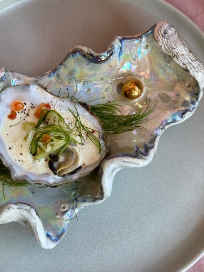 Oyster Shell Ceramic Plate