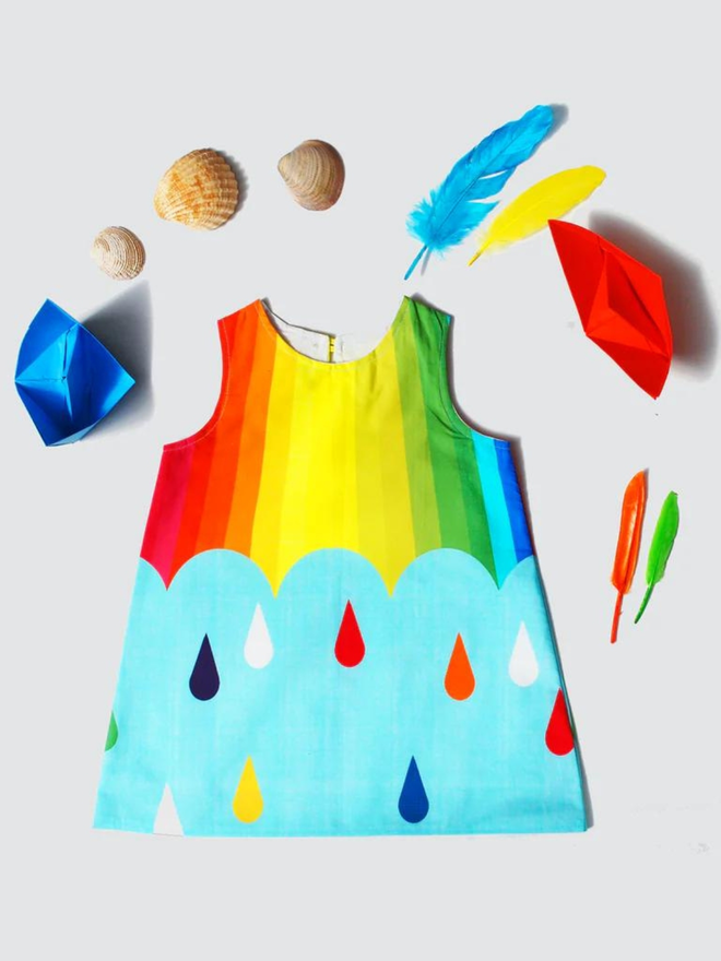 rainbow girls party dress