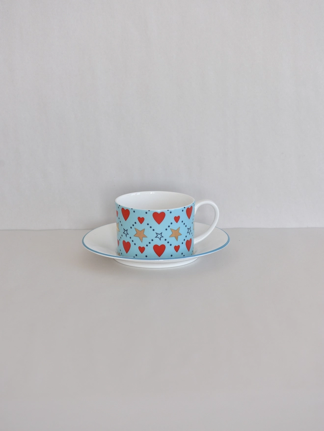 hearts and stars cup and saucer