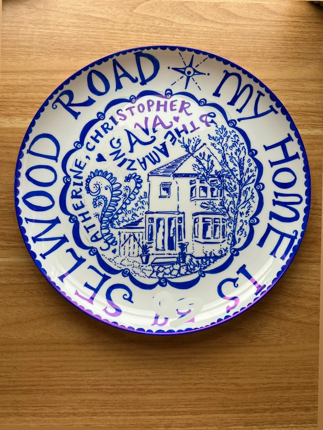 Your house - a hand-painted plate featuring your home
