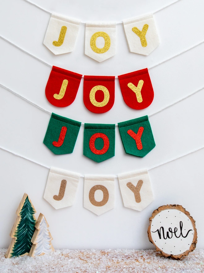 felt JOY christmas bunting.