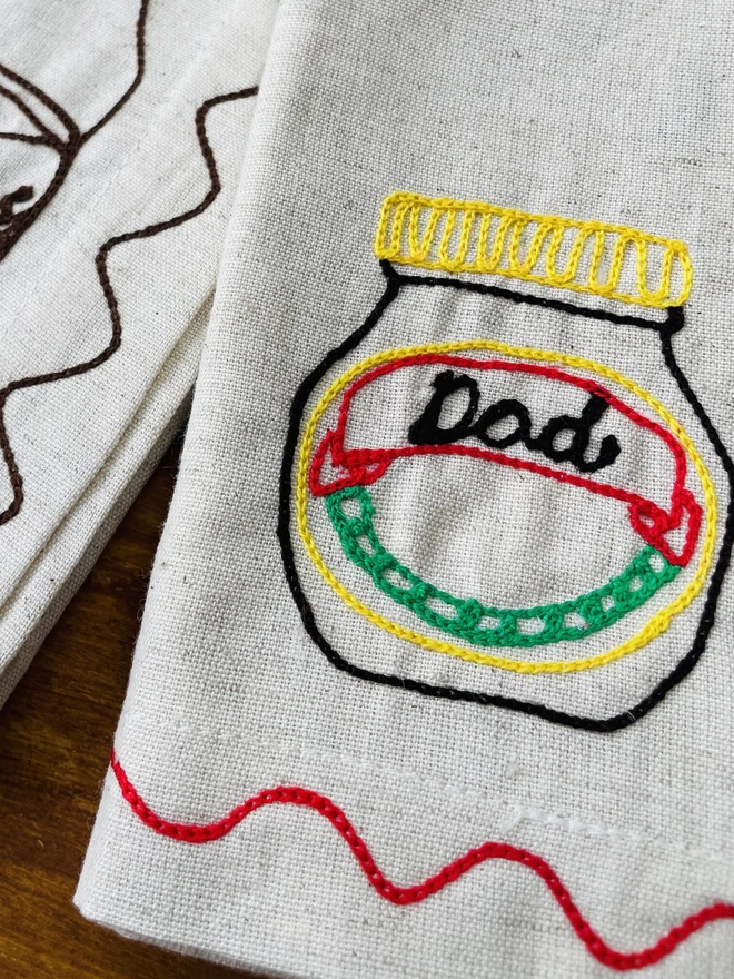 Individual Embroidered Dad's Marmite Napkin