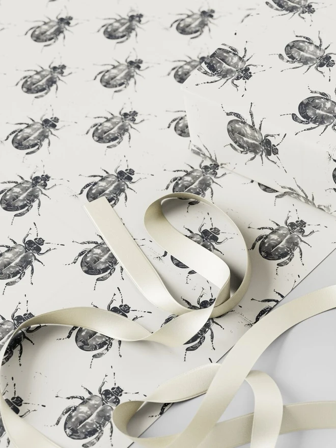 Beetle Block Print Wrapping Paper