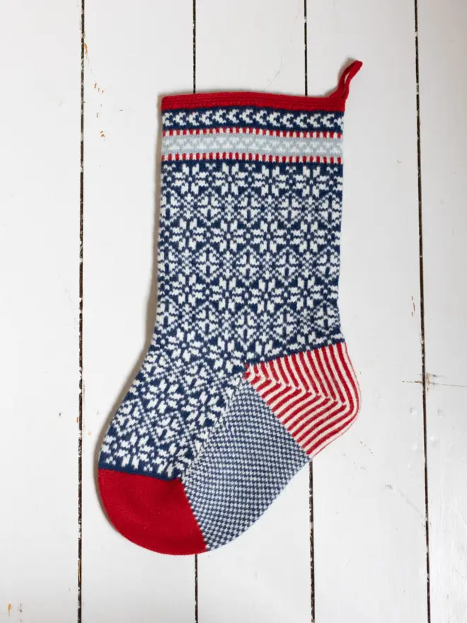 Scandi Christmas Stocking Dark Blue