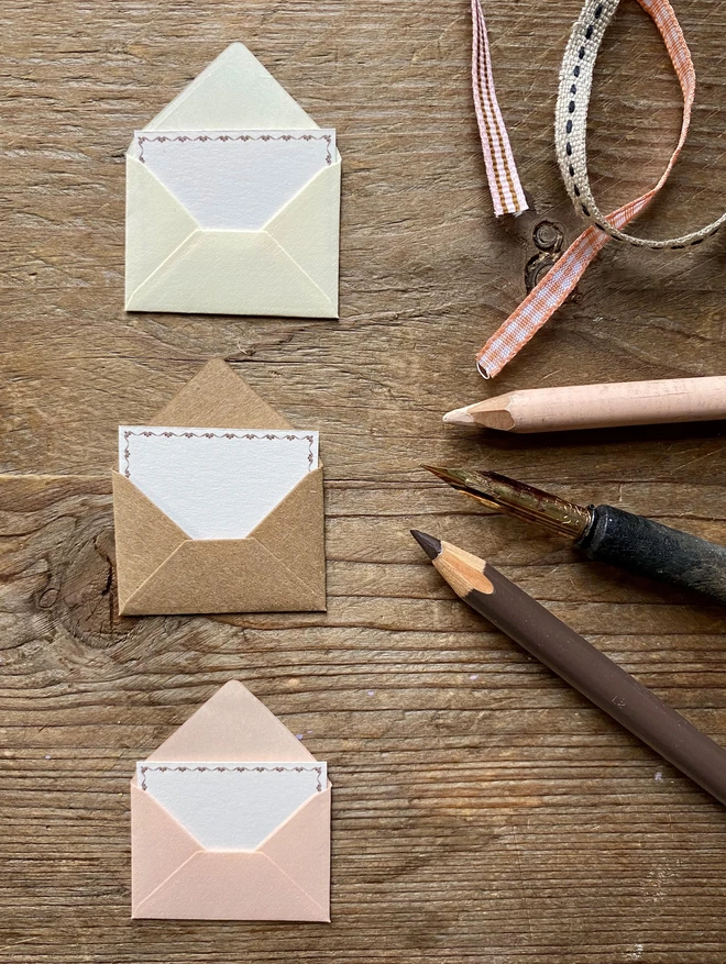 tiny envelopes with tiny notelets