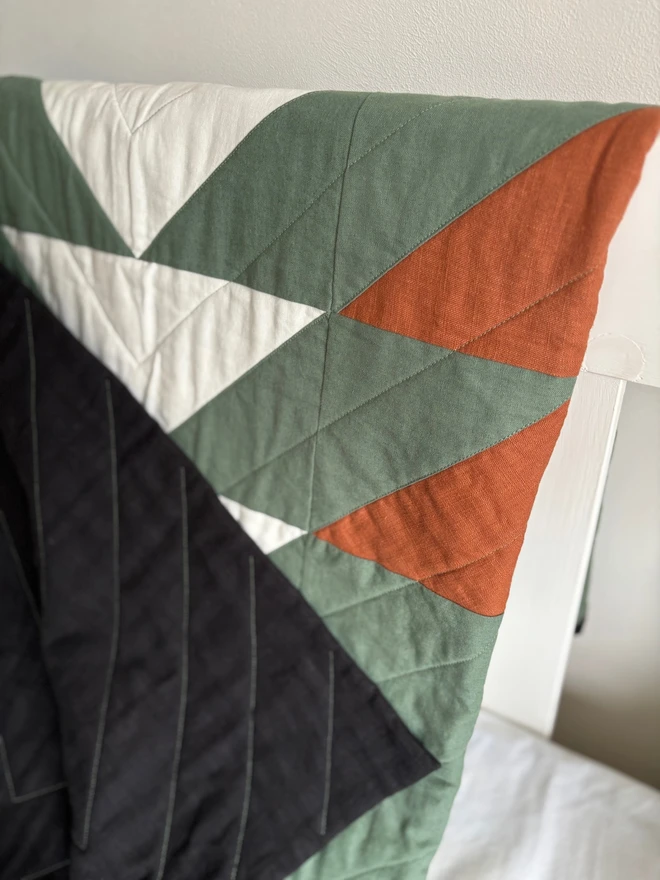 Flow sage linen throw/ baby quilt/ mat