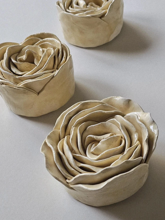 handmade yellow ceramic flower wall hanging decor sculpture art pottery glazed gift for her forever everlasting rose