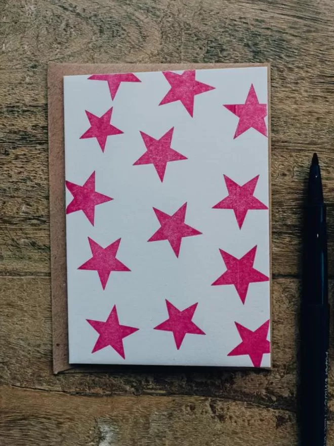 Pink Stars Birthday Card