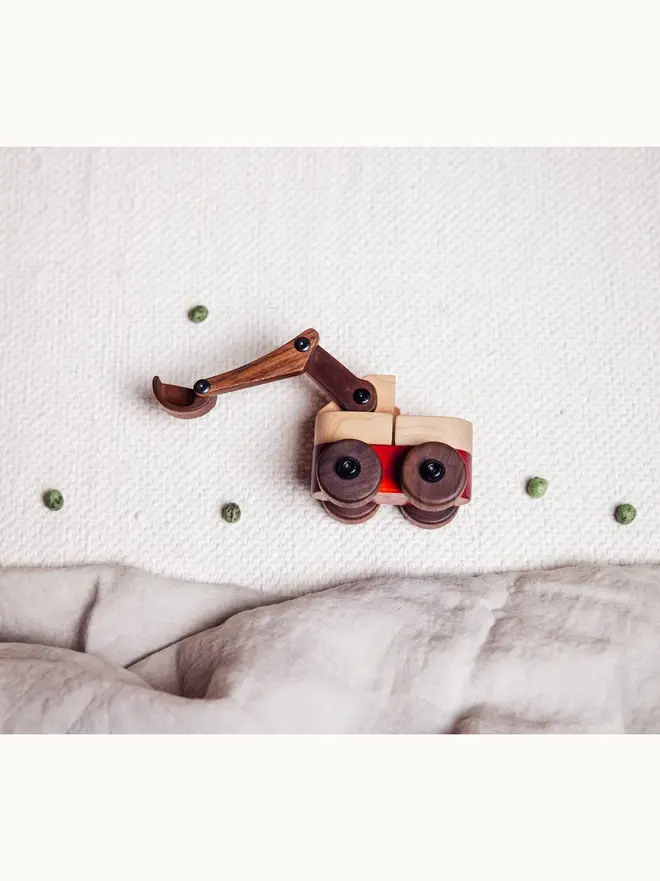 Walnut & Padauk Excavator Wood Heirloom Toy