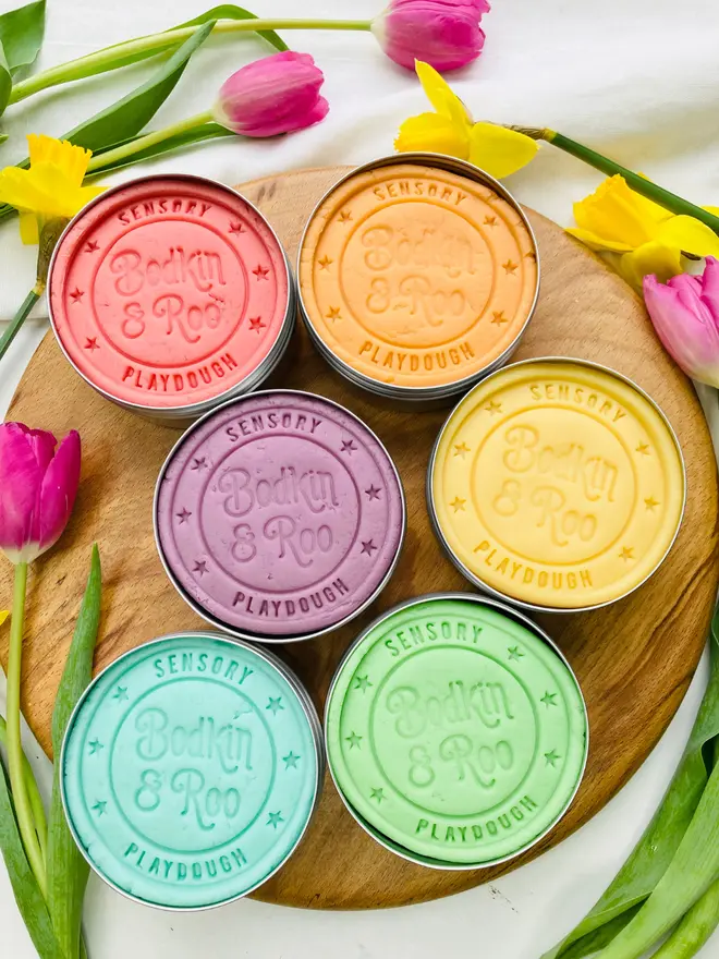 pastel rainbow play dough