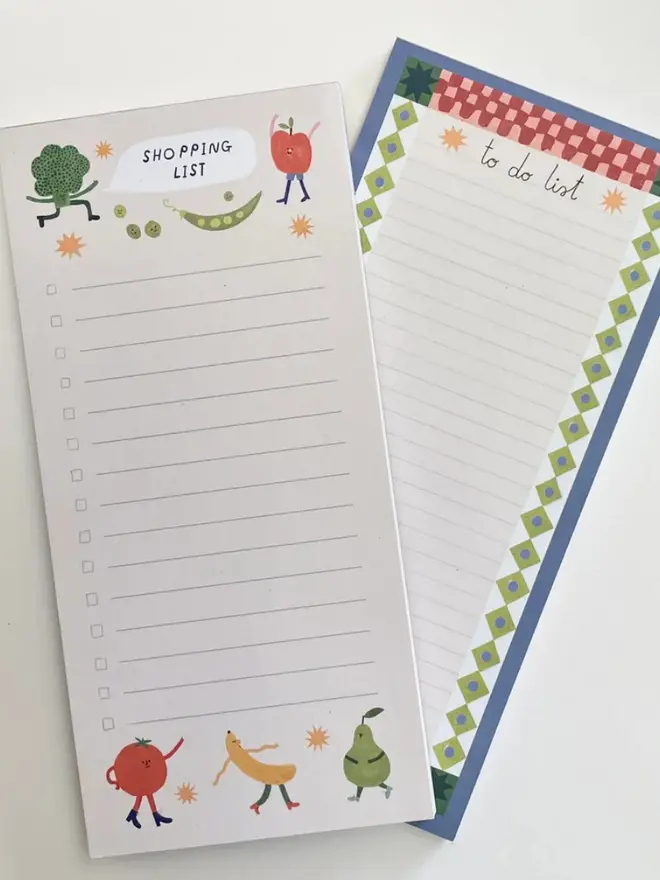 Patterned Notepad Set with Shopping & To-Do Lists, displayed against a white background. 