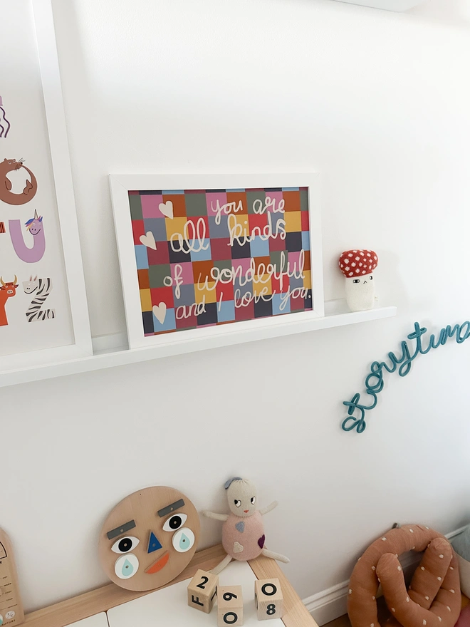 hey kiddo studio wall art print for kids room - you are all kinds of wonderful and I love you. 