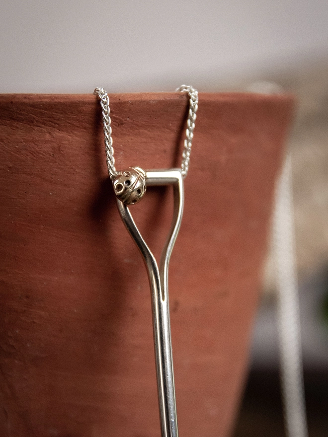 Silver Border Fork Necklace