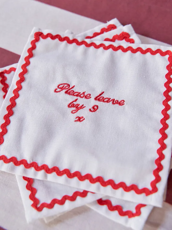 Please leave by 9 napkins