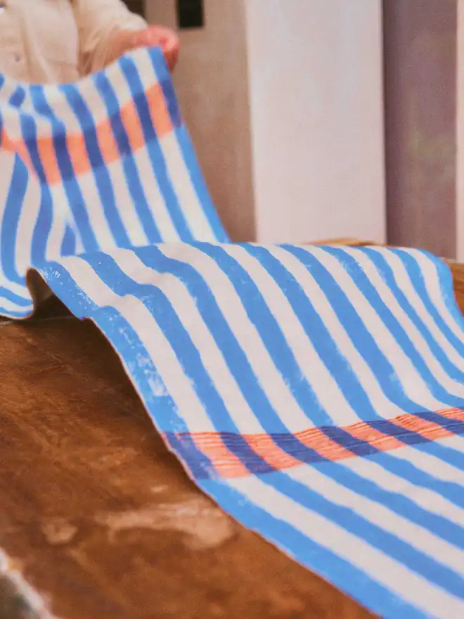Blue Striped Table Runner