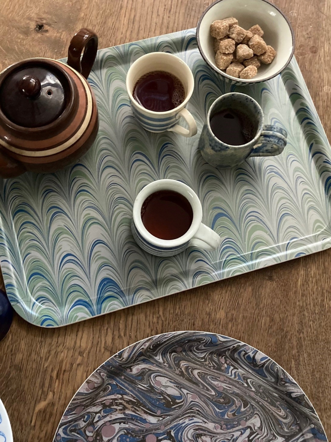 Tray. A marbled grey tray.