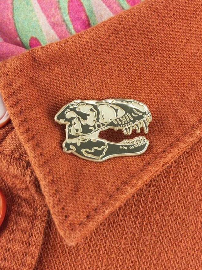 T-rex Skull Dinosaur Enamel Pin Badge