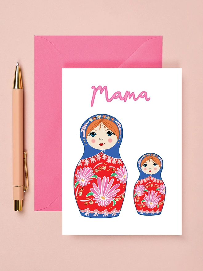 Mother's Day card featuring two Russian dolls 