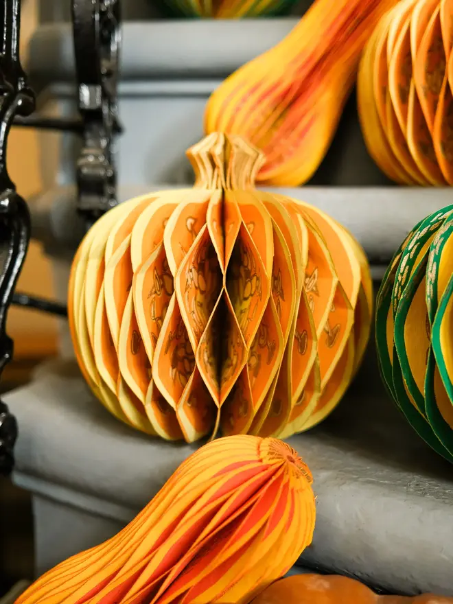 Pumpkin Honeycomb Ornament (Set Of 6)
