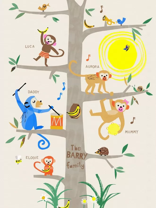 Family Tree Print- Monkeys