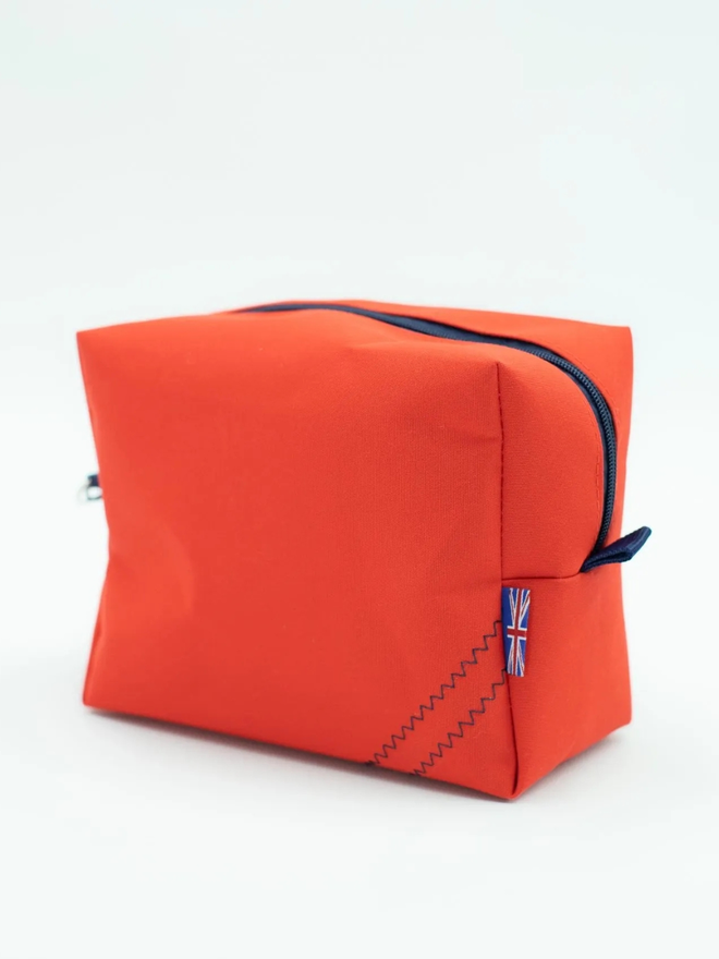 cube square wash bag red