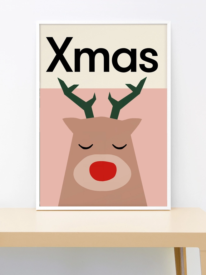 illustrated reindeer wall print