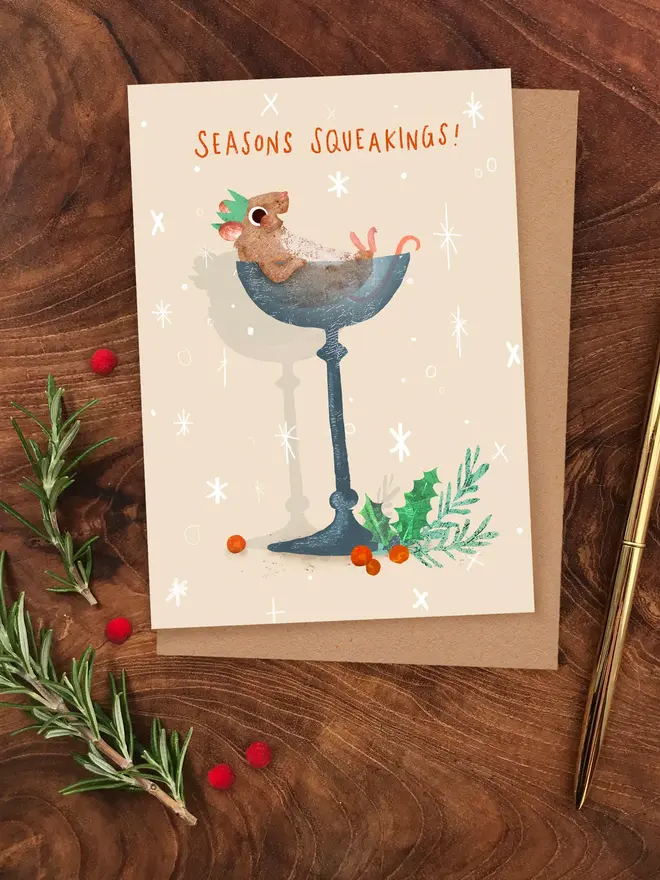 christmas mice illustrated christmas card pack