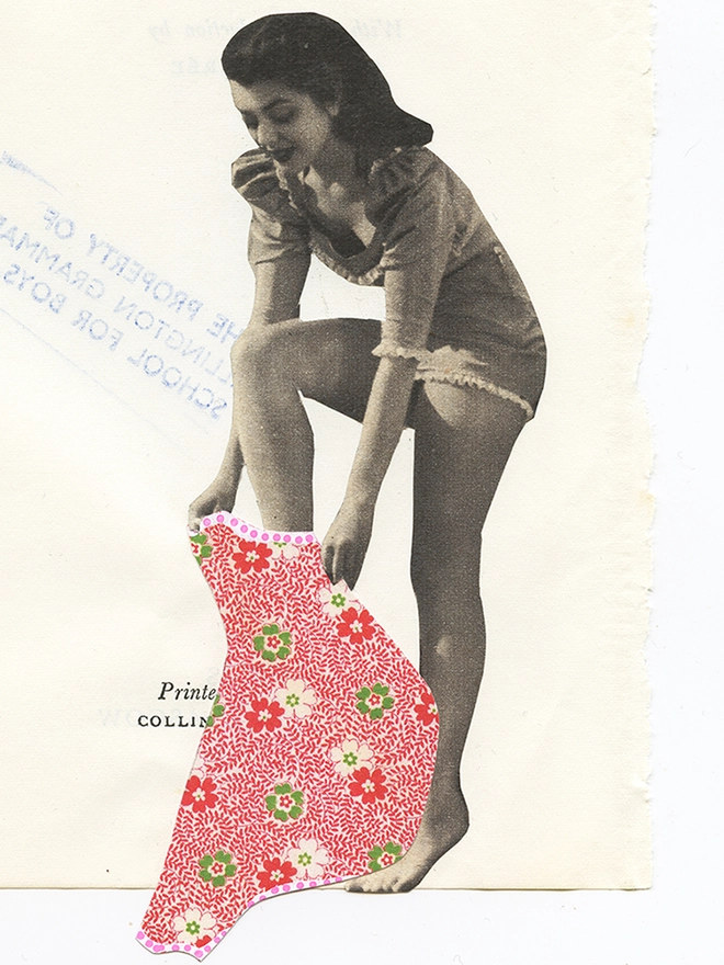 Original Female Portrait Collage On Paper - Adorn