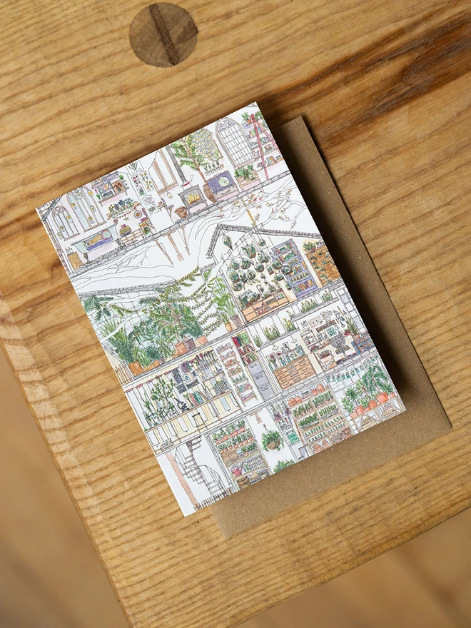 Watercolour Hand-Drawn Tree House Card Nature Lover