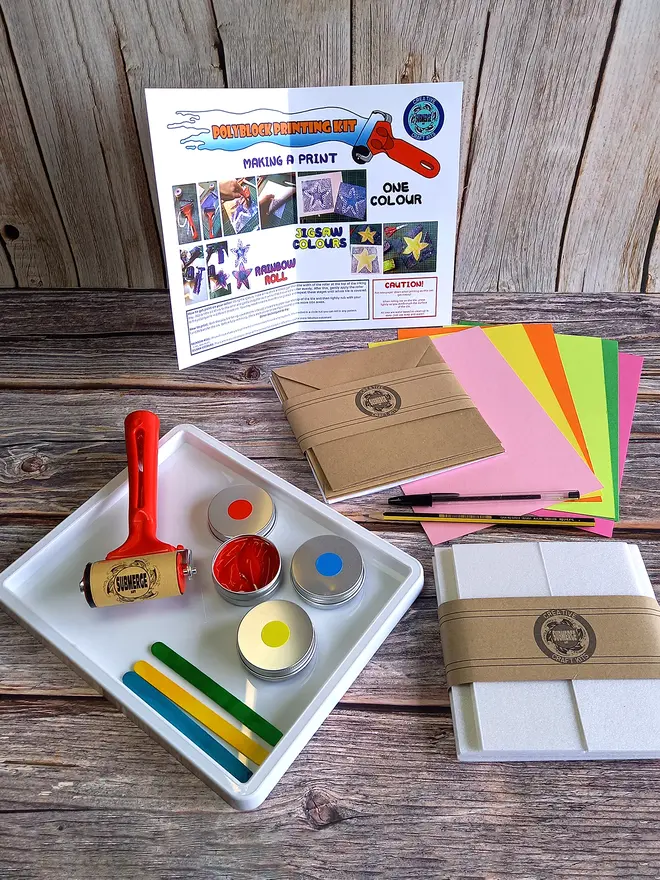 kids polyblock printing kit unpacked