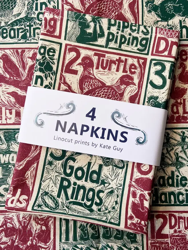 Christmas Organic Cotton Napkins (Set Of 4)