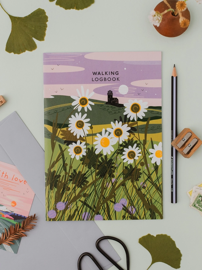 Walking logbook lighthouse cover hiking journal outdoor nature gift. walking logbook, walking journal, hiking logbook, hiking journal, walk tracker, walking notebook, hiking notebook, rambling journal, countryside gift, outdoor gift, gift for walkers, dog walking journal, nature lover gift