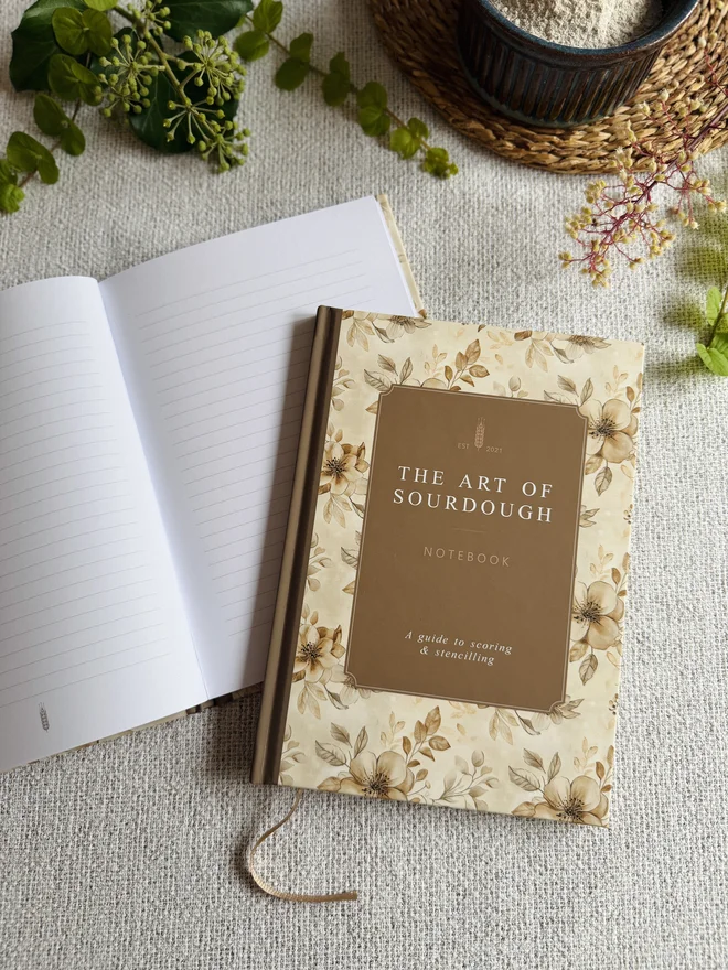 The Art Of Sourdough Notebook Front Cover and Ruled Pages