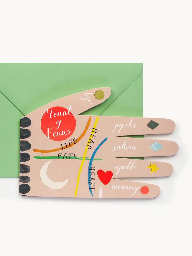 hand shaped palm reading card