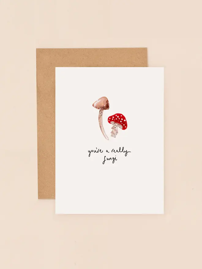 red white mushroom funny greeting card