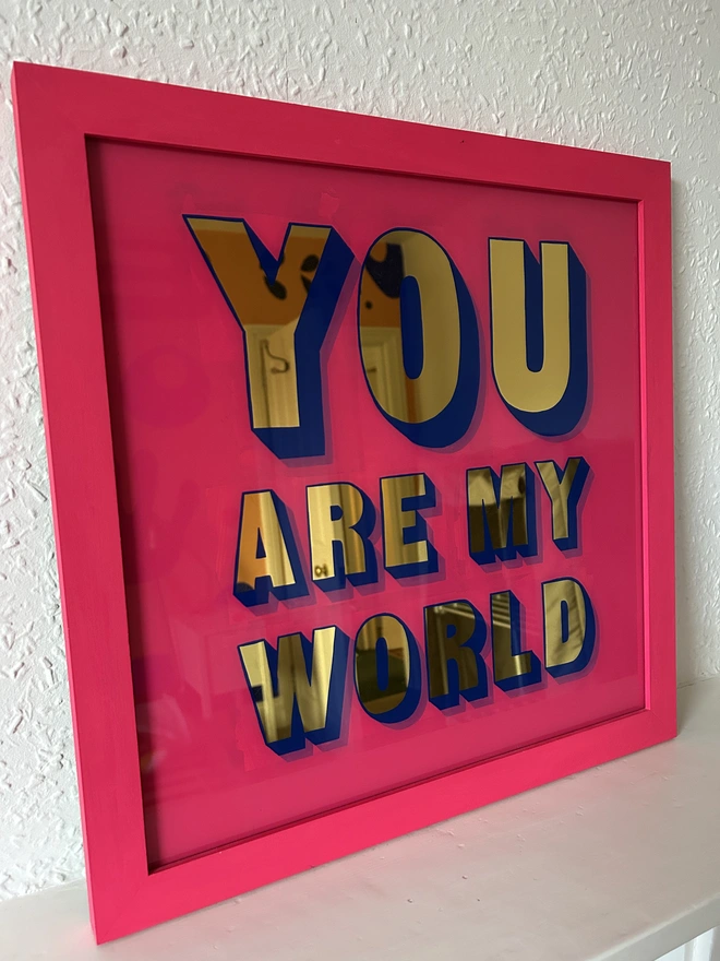 painted by amy gilded pink sign you are my world